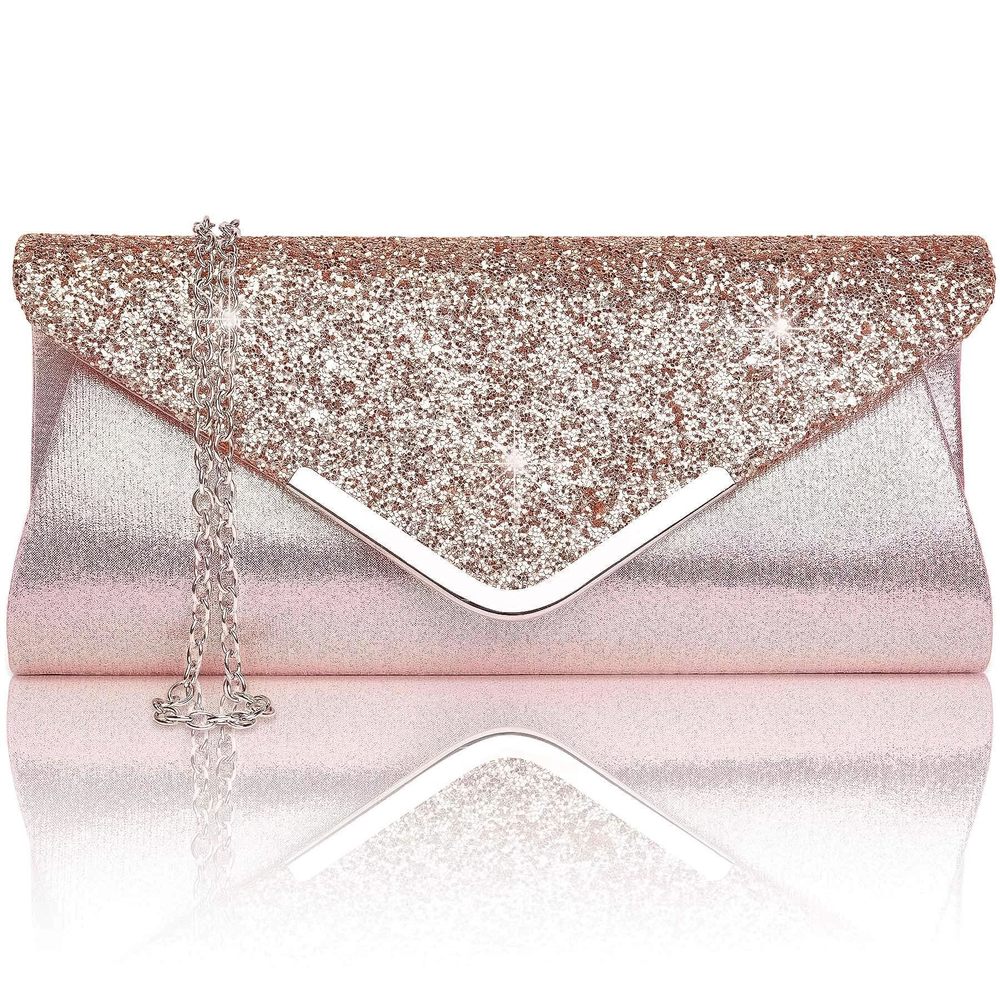 Evening Envelope Handbag Prom Sequin Clutch Purse Shoulder Cross Body ^-^